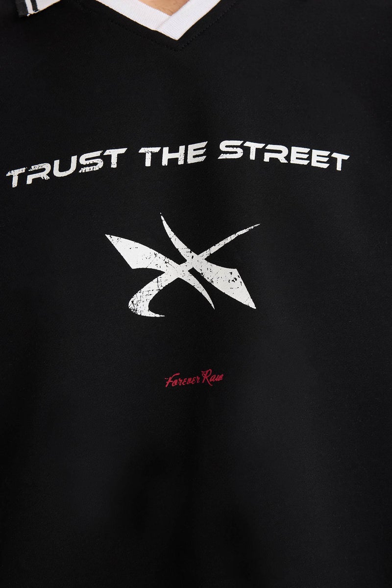 DeFacto Black Man Breathable Boxy Fit Printed Sweatshirt Casual - Image 4